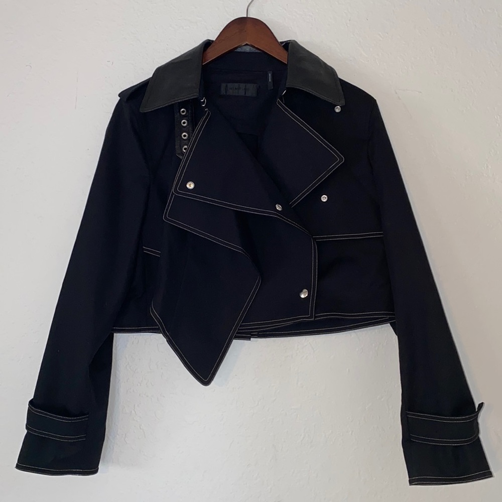 HELMUT LANG Contrast Stitching Crop Trench Coat Size Small